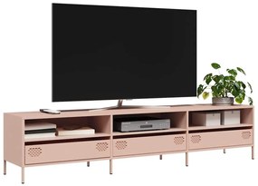 851347 vidaXL ТВ шкаф, розов, 202x39x43,5 см, студеновалцувана стомана