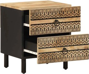 4018626 vidaXL Нощно шкафче, черен, 40x33,5x46 см, грубо мангово дърво масив