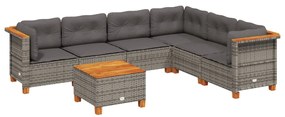 3261864 vidaXL Градински диван с възглавници, 7 части, полиратан, сив
