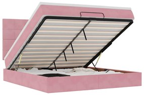 3314341 vidaXL Османска легло с матраци и LED, розово, 180x200 см, кадифе