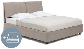 Тапицирано двойно легло в сиво с място за съхранение и матрак с решетка 180x200 cm Myra Pillow - Bonami Selection