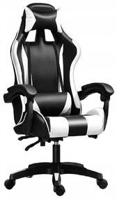 Удобен геймърски стол в черно и бяло