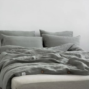 Ленено удължено спално бельо за двойно легло в цвят каки 200x220 cm - Linen Tales