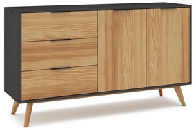 Нисък скрин от черен/натурален бор 140x81 cm Lavis - Marckeric