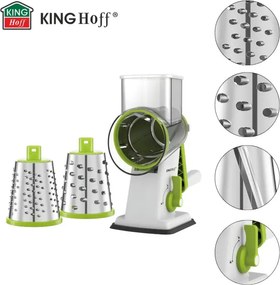 Ръчно ренде с 3 сменяеми приставки Kinghoff KH 1960, Неръждаема стомана, Бял/Зелен