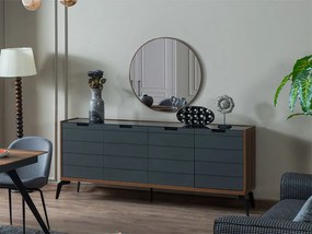 скрин с четири врати и огледало ZETT2MDF сиво
