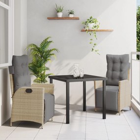 Sonata H 3-Частен Градински Обяден Комплект Бежов Poly Rattan