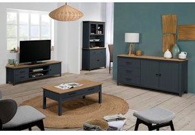 Тъмносин нисък скрин от масивен бор 150x80 cm Miranda – Marckeric