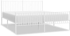 350954 vidaXL Метална рамка за легло с горна и долна табла, бяла, 183x213 см