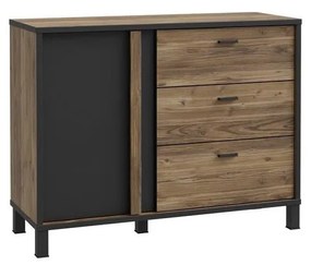 Комод с чекмеджета OREN, кафяв/черен
