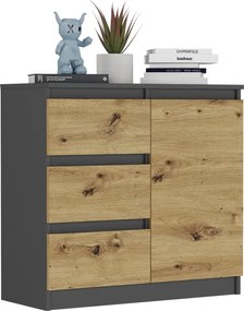 Комод R-80-S3 с чекмеджета 80 см - различни цветови варианти sonoma