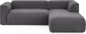 Тъмносив ъглов диван от рипсено кадифе (десен ъгъл) Merid – Ropez