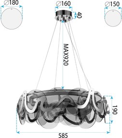 Лампа APP1545-8CP Brush Gold / Grey