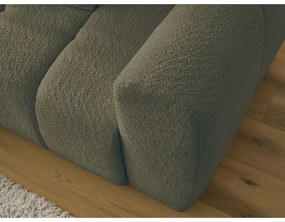 Сгъваем/с място за съхранение ъглов диван от прежда с примки от букле в цвят каки (ляв ъгъл) Roxelane – Bobochic Paris