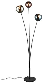 Черна подова лампа с гланц (височина 150 см) Sheldon - Trio