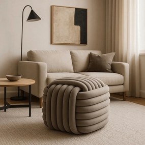 Плетена пуфа от велур MAGMA - различни цветови решения Сив