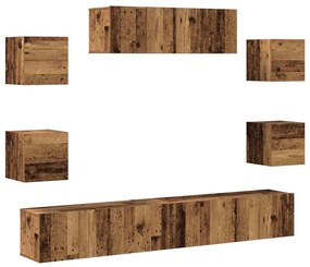 3329209 vidaXL Комплект ТВ шкафове за стенен монтаж 7 части, инженерно дърво