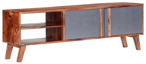 286369 vidaXL ТВ шкаф, сив, 140x30x45 см, масивно дърво
