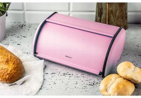 Кутия за хляб Kinghoff KH 1756, 36 см, Лека и здрава конструкция, Стомана, Розов