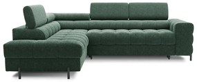 Зелен разтегателен ъглов диван с място за съхранение от букле (ляв ъгъл L форма) Ferucce – ELTAP