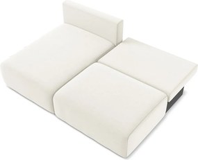 Кремав кадифен сгъваем/с място за съхранение ъглов диван (ляв ъгъл) Kalena – Makamii