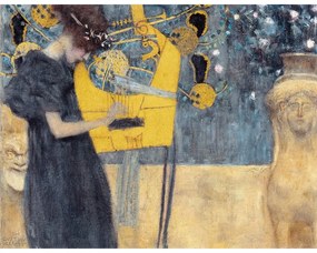Репродукция на картина на Густав Климт - , 90 x 70 cm Music - Fedkolor
