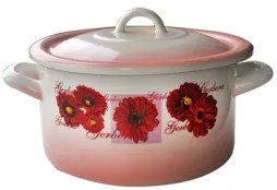Емайлирана плитка тенджера 5,7lt. декор GERBERA - 17+39Р/24 РЯ-(1-905/1856)