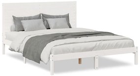 3309314 vidaXL Рамка за легло без матрак, бял, 140x220 см, масивна дървесина