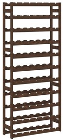 373394 vidaXL Стойка за вино за 77 бутилки, кафява, бор масив