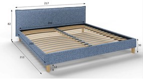 Синьо тапицирано двойно легло с решетка 200x200 cm Tina - Ropez