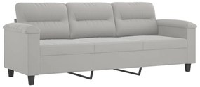 359568 vidaXL 3-местен диван, светлосив, 180 см, микрофибърен плат