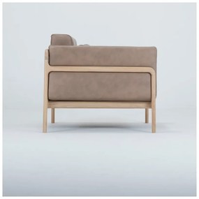 Светлокафяв фотьойл от биволска кожа с масивна дъбова конструкция Fawn - Gazzda