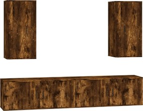 3188699 vidaXL Комплект ТВ шкафове от 4 части, опушен дъб, инженерно дърво