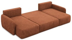 Теракотен шенилов разтегателен ъглов диван с място за съхранение (U форма) Lilo – Makamii