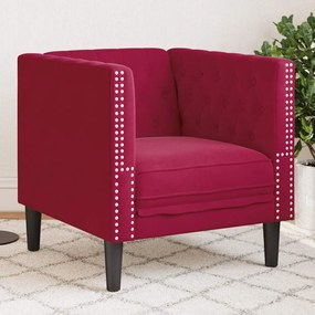 372677 vidaXL Честърфийлд кресло, виненочервен, кадифе