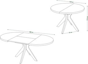 РЕНЦО Опушен Дъб - КРЪГЛА ДЪРВЕНА МАСА Ø110 РАЗТЕГАТЕЛНА ДО 180 СМ | ЗА КУХНЯ ТРАПЕЗАРИЯ ХОЛ РЕТРО