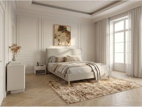 Бежово тапицирано двойно легло с решетка 160x200 cm Sary - Bobochic Paris