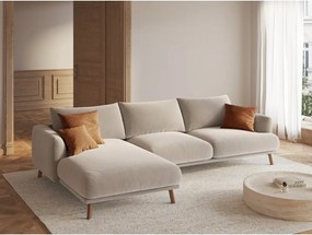 Бежов кадифен ъглов диван (ляв ъгъл) Naomi – Micadoni