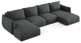 Тъмносив шенилов сгъваем ъглов диван (U форма) Leila – Makamii