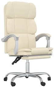 349632 vidaXL Накланяем офис стол, кремав, изкуствена кожа