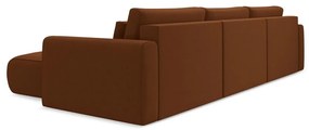 Теракотен кадифен разтегателен ъглов диван с място за съхранение (U форма) Kapua – Makamii