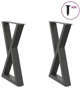 4012718 vidaXL Крака за трапезна маса, 2 бр., антрацит, 50x(72-73,3) см, стомана