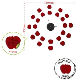 Стенен часовник Ябълки, ⌀ 75 cm - Mauro Ferretti