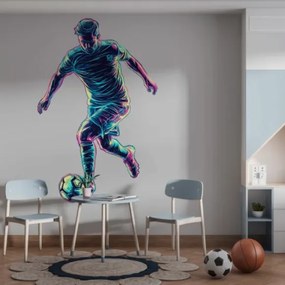 Модерен стикер за стена за детска и тийнейджърска стая - неонов футболист Šírka: 115 cm | Dĺžka: 180 cm