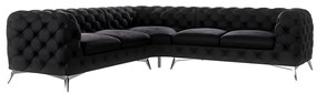 Черен кадифен ъглов диван Chelsea – Ropez