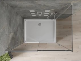 Mexen Omega раздвижна душ кабина 100 x 90 см, графит, хром + тава Flat, бяла