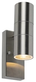 Външна стенна лампа стомана 2-светлина IP44 със сензор за здрач - Duo