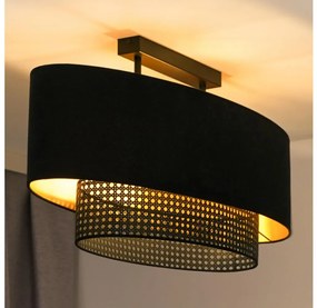 Duolla - Полилей за повърхностен монтаж DOUBLE OVAL RATTAN 2xE27/15W/230V черен/ратан