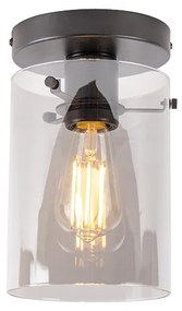 Интелигентна таванна лампа черна с димно стъкло, включваща Wifi ST64 - Dome