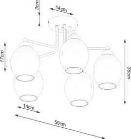 Черно осветително тяло за таван със стъклен абажур 59x59 cm Garten – Sollux